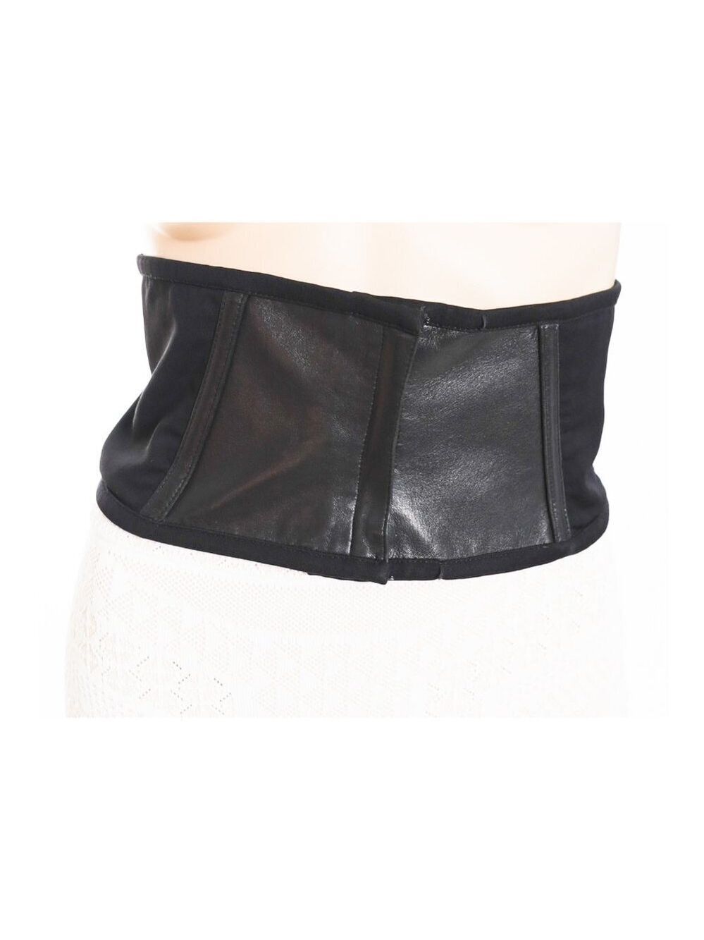 GIANNI VERSACE Vintage Black High Waist Wide Leather Belt Size 38 XS